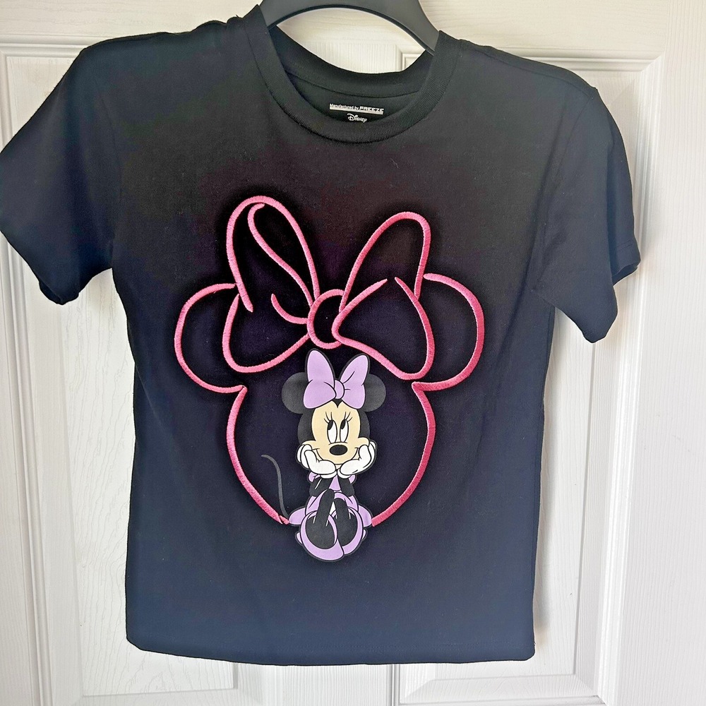 Disney T-Shirt Minnie Mouse Embroidered Medium Pink New Youth Girls M Sz 7 BxK
